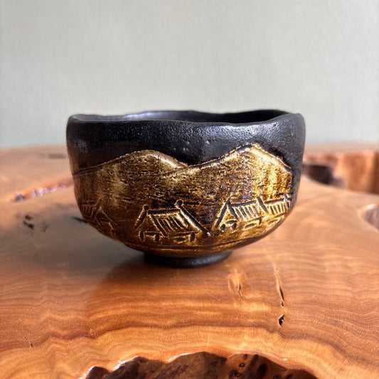Kuro-Raku Chawan by Sasaki Shoraku — Black Raku Tea Bowl, Kyoto