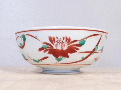 Koubei-gama Aka-e Floral Confectionery Bowl - Kato Sadao Mino Porcelain with Box
