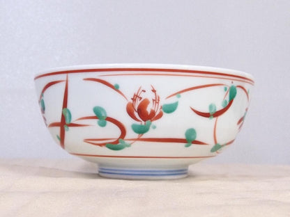 Koubei-gama Aka-e Floral Confectionery Bowl - Kato Sadao Mino Porcelain with Box