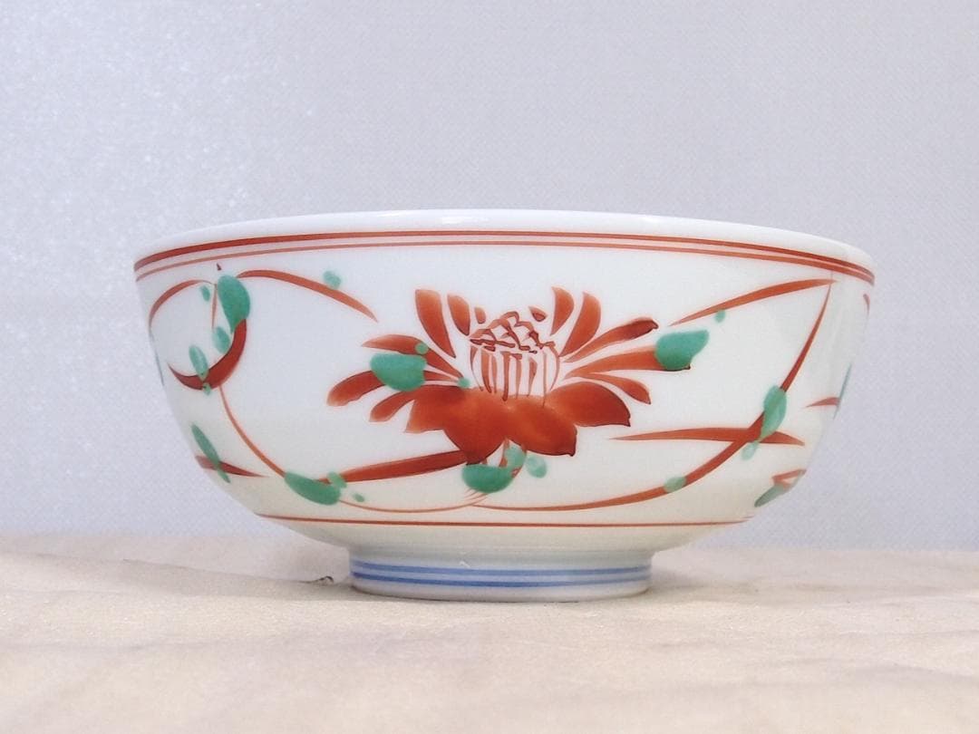 Koubei-gama Aka-e Floral Confectionery Bowl - Kato Sadao Mino Porcelain with Box