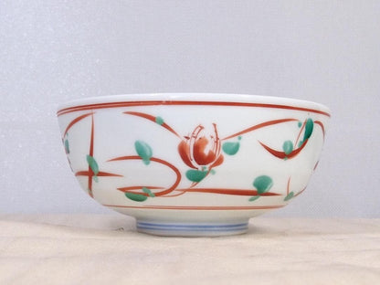Koubei-gama Aka-e Floral Confectionery Bowl - Kato Sadao Mino Porcelain with Box