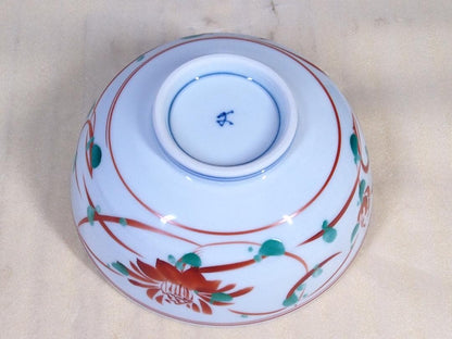 Koubei-gama Aka-e Floral Confectionery Bowl - Kato Sadao Mino Porcelain with Box