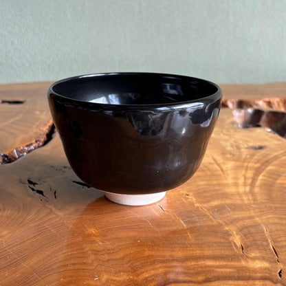 Yagi Kaiho Weeping Cherry Matcha Bowl — Gold Silver Blue on Black, Kyoto