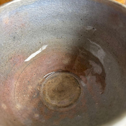 Kohiki Matcha Bowl by Okicho Junji — Ash-Lavender Crawl Glaze, Wabi, Tomobako