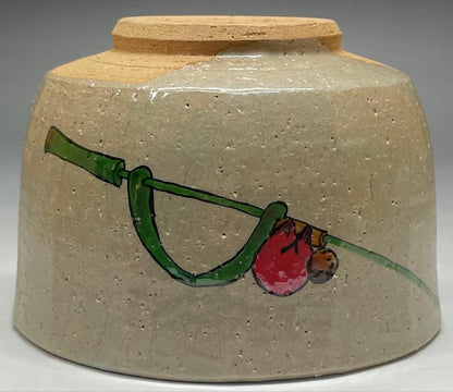Shimizu Hiroshi Rakuzan Kiln Iro-e Camellia Tea Bowl Matsue Chawan