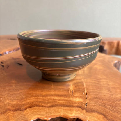 Tokoname Nerikomi Marbled Clay Tea Bowl by Yusen - Layered Earth Matcha Chawan
