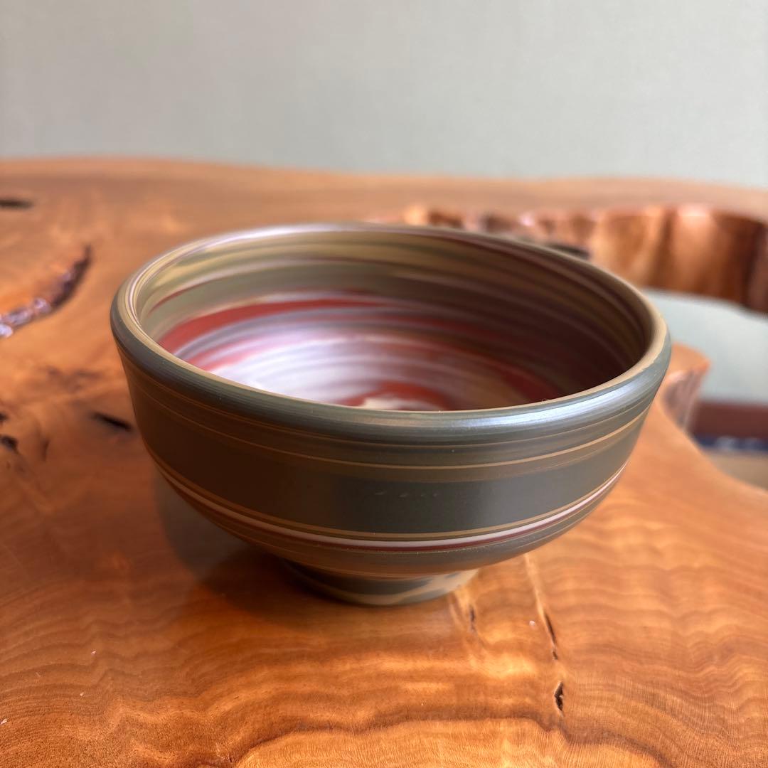 Tokoname Nerikomi Marbled Clay Tea Bowl by Yusen - Layered Earth Matcha Chawan