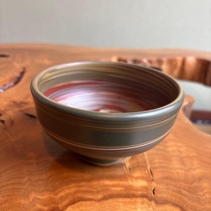 Tokoname Nerikomi Marbled Clay Tea Bowl by Yusen - Layered Earth Matcha Chawan