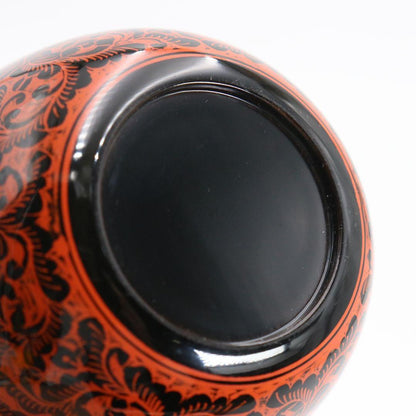Morishige Workshop Kinma Natsume Sanuki Lacquer Carved Floral Tea Caddy Burmese Style Tomobako