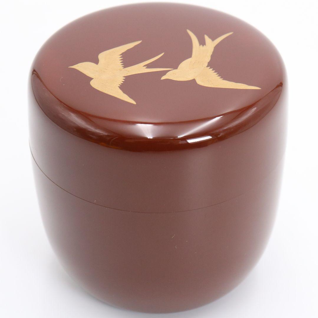 Swallow Maki-e Tame-nuri Lacquer Natsume by Nakamura Takaya — Tea Caddy