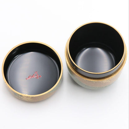 Green Maple Maki-e Tea Caddy by Yoshida Kasei - Saiki-nuri Natsume with Zen Master Inscription