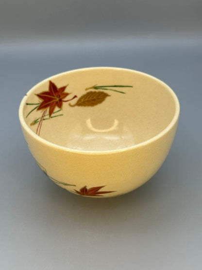 Fukiyose Autumn Leaves Tea Bowl by Juho Kiln — Ninsei-Style Kyo-yaki Chawan with Tomobako