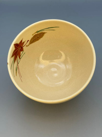 Fukiyose Autumn Leaves Tea Bowl by Juho Kiln — Ninsei-Style Kyo-yaki Chawan with Tomobako