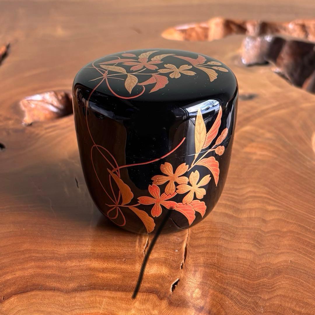 Wajima-nuri Cherry Blossom Maki-e Large Tea Caddy by Hosokawa Shikou