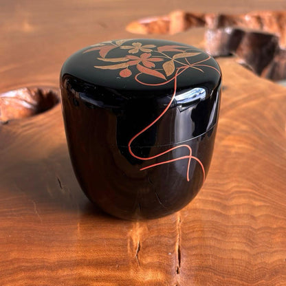 Wajima-nuri Cherry Blossom Maki-e Large Tea Caddy by Hosokawa Shikou