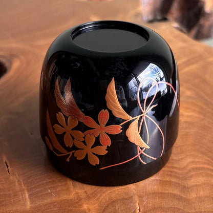 Wajima-nuri Cherry Blossom Maki-e Large Tea Caddy by Hosokawa Shikou