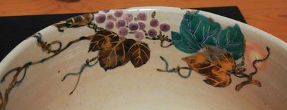 Kenzan-Style Grape Motif Chawan by Nakamura Shuho, Kyoto Kyo-yaki