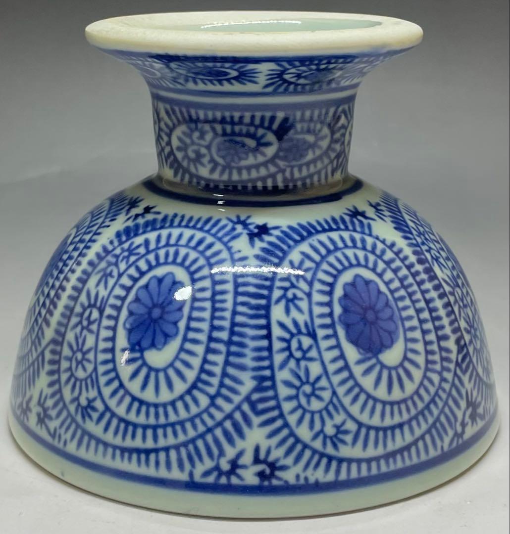Ko-Imari Takokarakusa Haisen Footed Bowl | Sometsuke Blue White Arabesque Porcelain