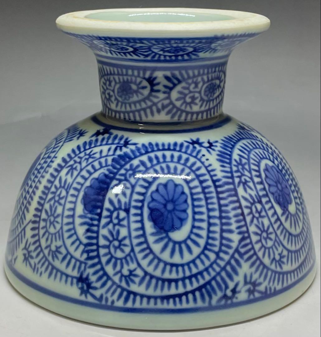 Ko-Imari Takokarakusa Haisen Footed Bowl | Sometsuke Blue White Arabesque Porcelain