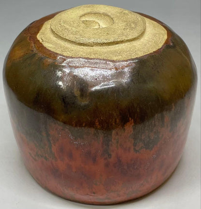 Fujii Yoyosei Tokoname Chawan | Vivid Vermillion Fire Glaze | Square Mouth Tea Bowl | Signed Tomobako