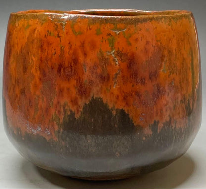 Fujii Yoyosei Tokoname Chawan | Vivid Vermillion Fire Glaze | Square Mouth Tea Bowl | Signed Tomobako