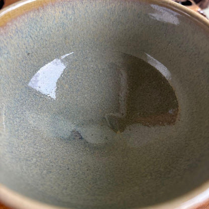 Chawan by 3rd-Generation Oshio Shozan — Blue-Gray Ash Glaze Tea Bowl, Takatori Lineage