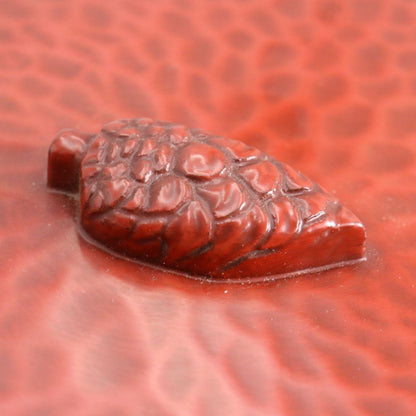 Kamakura Carving Water Jar by Adachi Sagaku – Japanese Mizusashi – Pine Motif – Japan