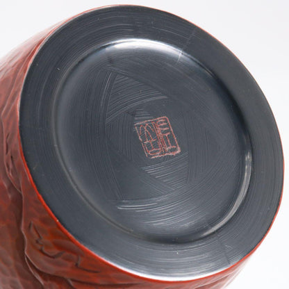 Kamakura Carving Water Jar by Adachi Sagaku – Japanese Mizusashi – Pine Motif – Japan