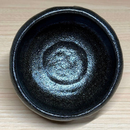 Black Raku Chawan by Higaki Soraku — Keiraku Kiln Matcha Bowl with Tomobako