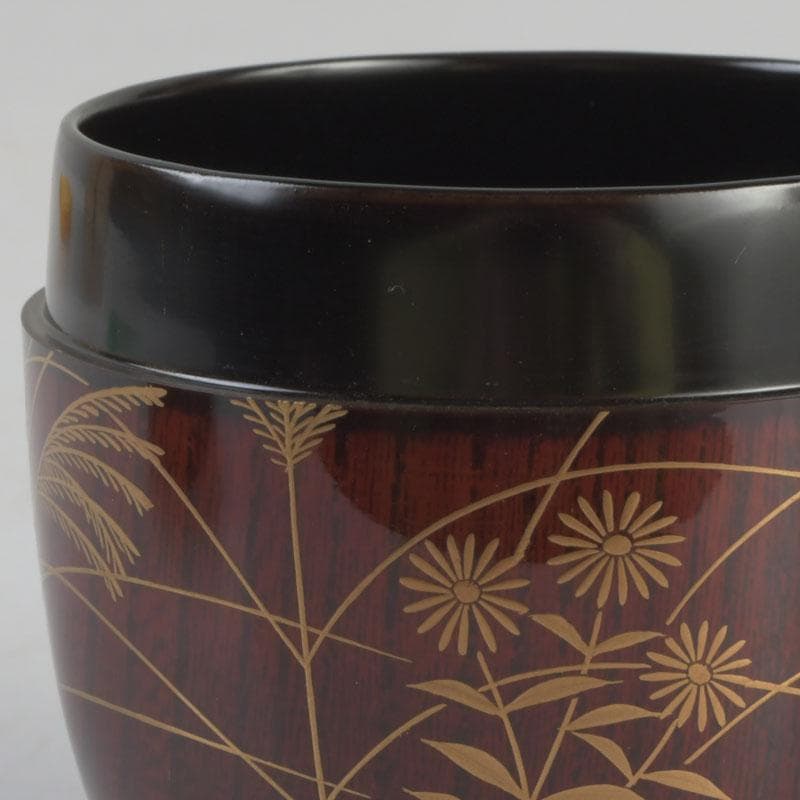 Autumn Grass Natsume by Tanaka Soryo – Japanese Tea Caddy – Raden Lacquer – Japan