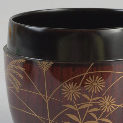 Autumn Grass Natsume by Tanaka Soryo – Japanese Tea Caddy – Raden Lacquer – Japan