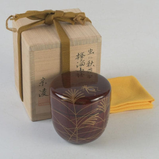 Autumn Grass Natsume by Tanaka Soryo – Japanese Tea Caddy – Raden Lacquer – Japan