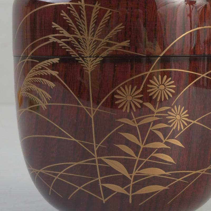 Autumn Grass Natsume by Tanaka Soryo – Japanese Tea Caddy – Raden Lacquer – Japan