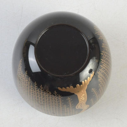 Wajima Lacquer Natsume Tea Caddy with Willow Maki-e by Okazawa Kiko — Signed Tomobako