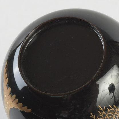 Wajima Lacquer Natsume Tea Caddy with Willow Maki-e by Okazawa Kiko — Signed Tomobako