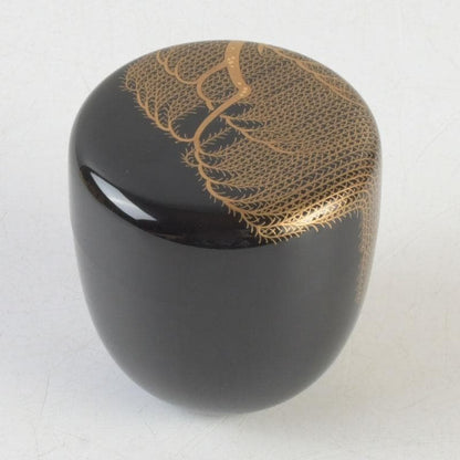 Wajima Lacquer Natsume Tea Caddy with Willow Maki-e by Okazawa Kiko — Signed Tomobako