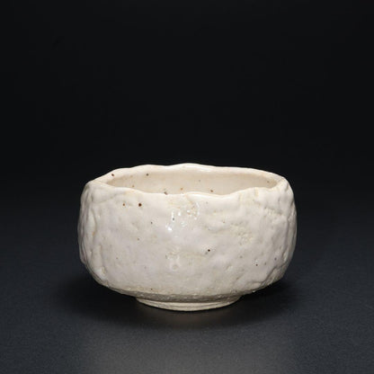 Shino Chawan by Yano Keisen — White Glaze Tea Bowl with Signed Box