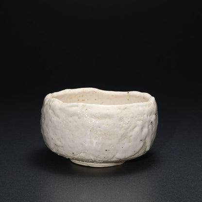 Shino Chawan by Yano Keisen — White Glaze Tea Bowl with Signed Box