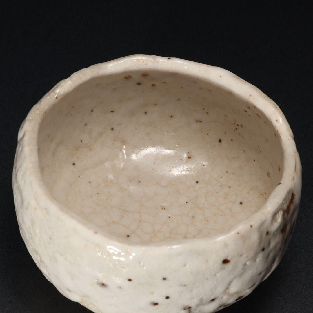 Shino Chawan by Yano Keisen — White Glaze Tea Bowl with Signed Box