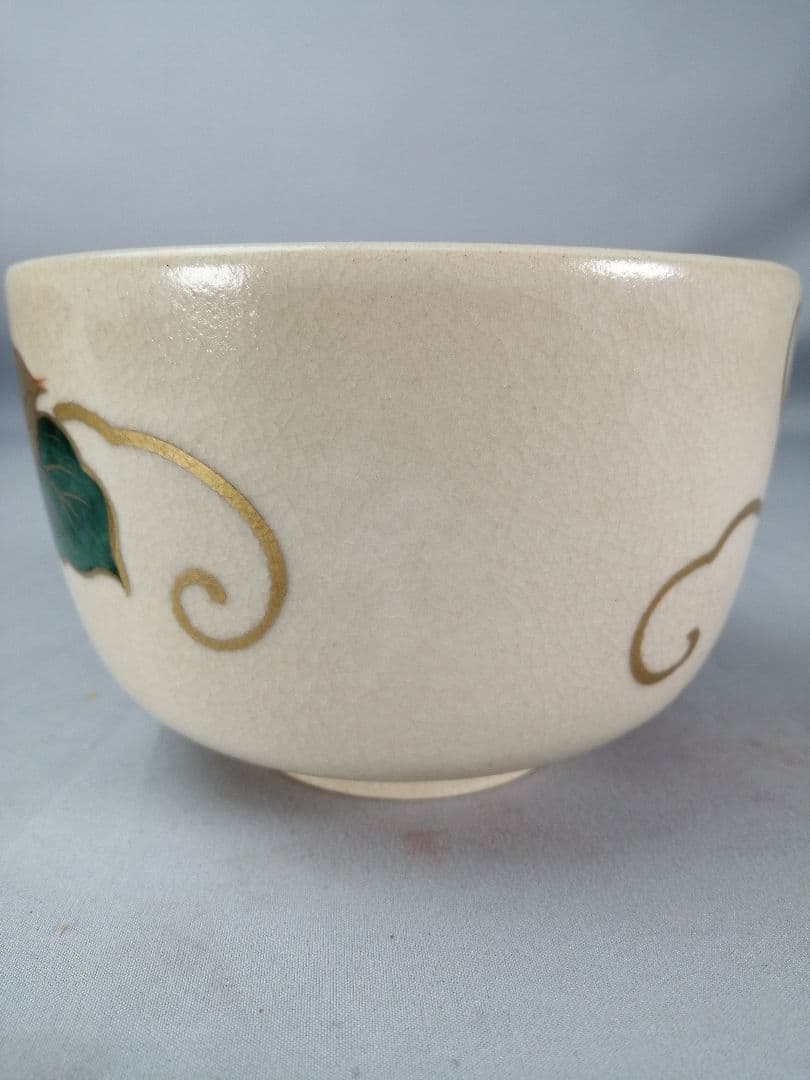 Heian Yozan Ninsei Korin Style Natamame Bean Tea Bowl Kyo-yaki Chawan
