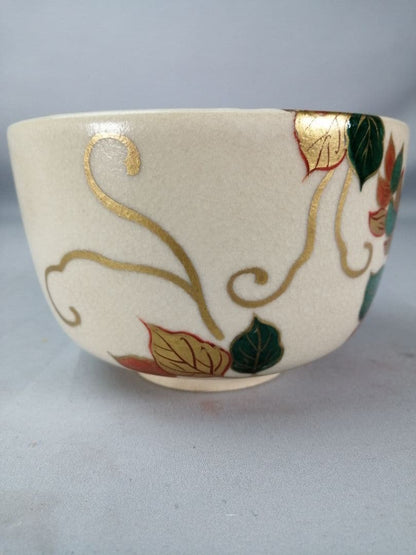 Heian Yozan Ninsei Korin Style Natamame Bean Tea Bowl Kyo-yaki Chawan