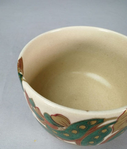 Heian Yozan Ninsei Korin Style Natamame Bean Tea Bowl Kyo-yaki Chawan