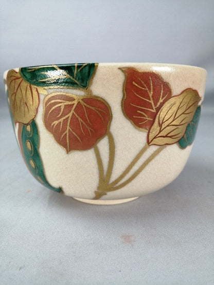 Heian Yozan Ninsei Korin Style Natamame Bean Tea Bowl Kyo-yaki Chawan