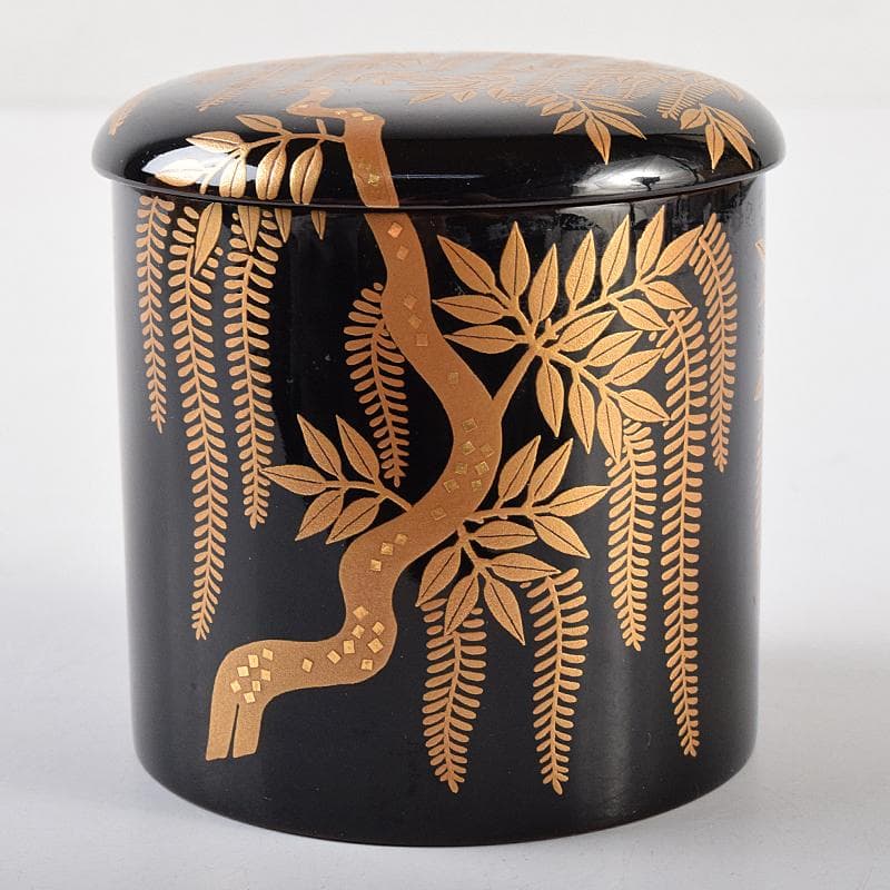 Wisteria Maki-e Natsume by Tsuji Sekisai - Gold Fuji Lacquer Tea Caddy with Signed Box