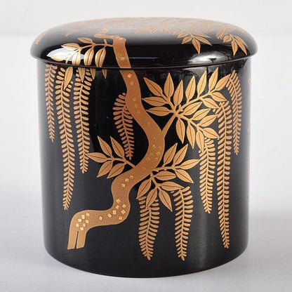 Wisteria Maki-e Natsume by Tsuji Sekisai - Gold Fuji Lacquer Tea Caddy with Signed Box