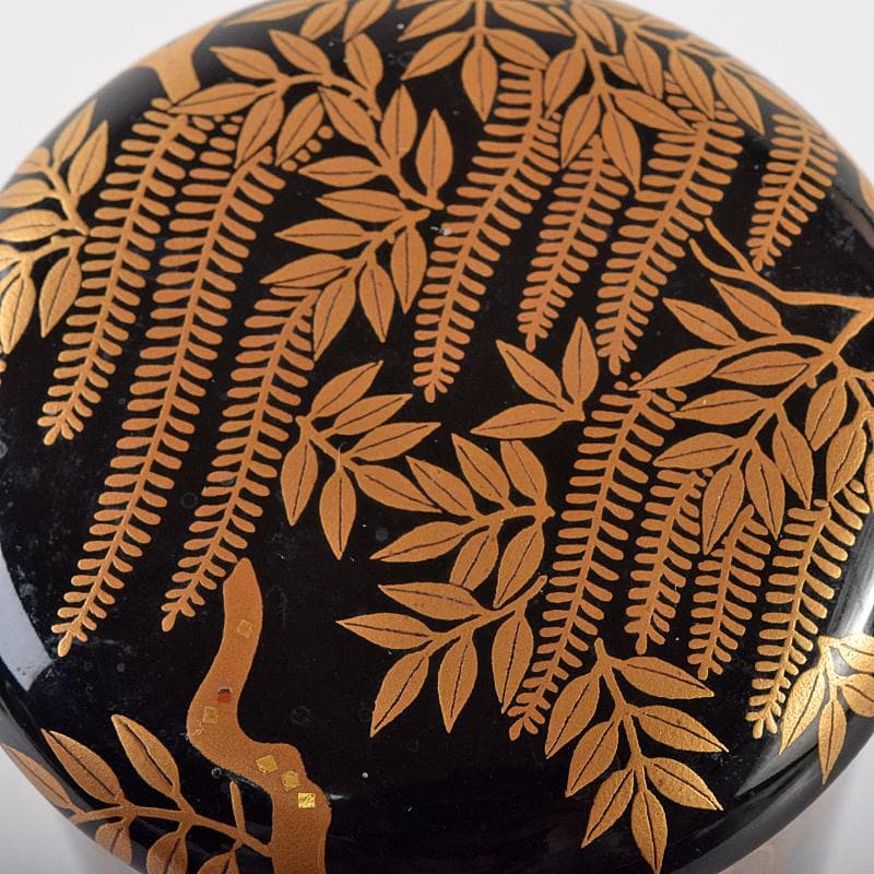 Wisteria Maki-e Natsume by Tsuji Sekisai - Gold Fuji Lacquer Tea Caddy with Signed Box