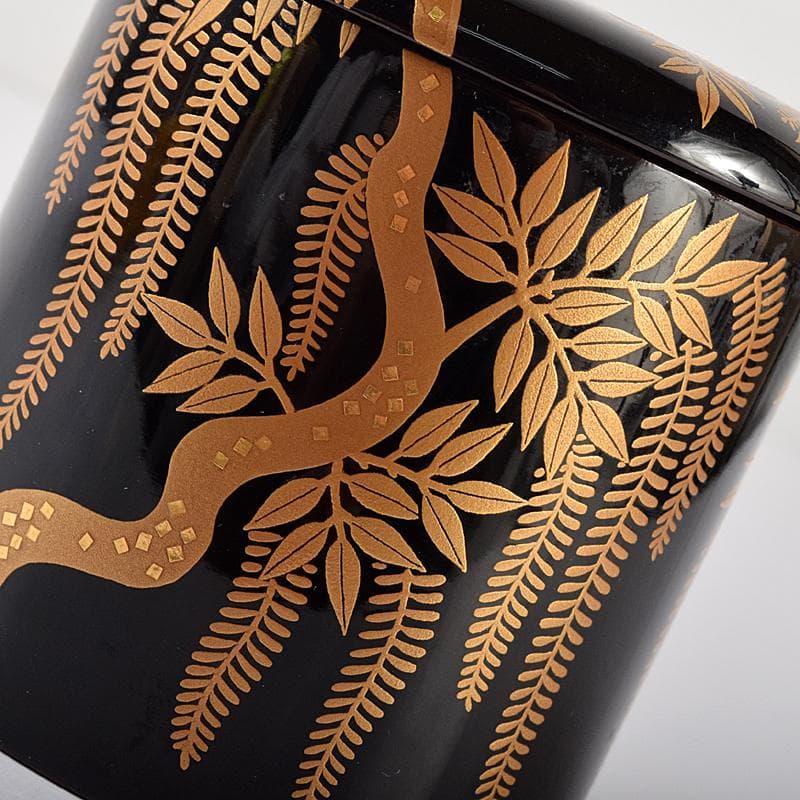 Wisteria Maki-e Natsume by Tsuji Sekisai - Gold Fuji Lacquer Tea Caddy with Signed Box