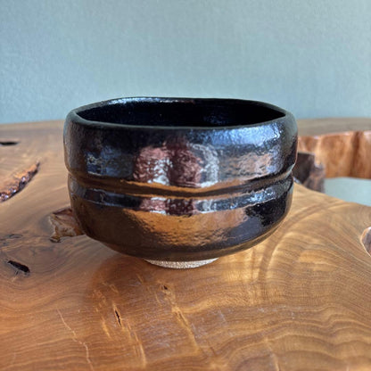 Sasaki Shōraku Black Raku Tea Bowl 'Kojitsu' — Good Day, Daitokuji Temple Calligraphy