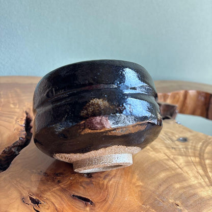 Sasaki Shōraku Black Raku Tea Bowl 'Kojitsu' — Good Day, Daitokuji Temple Calligraphy