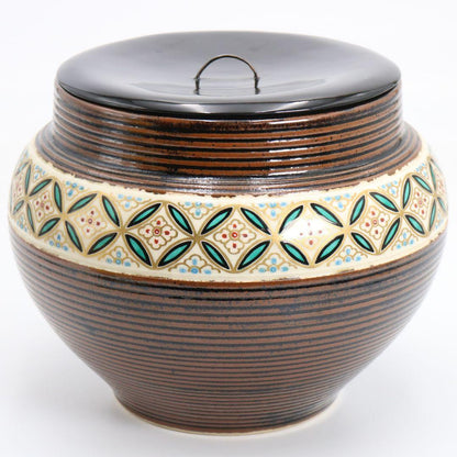 Makuzu Ware Mizusashi Water Jar with Shippo Enamel by Makuzu Kosai, Omotesenke Box